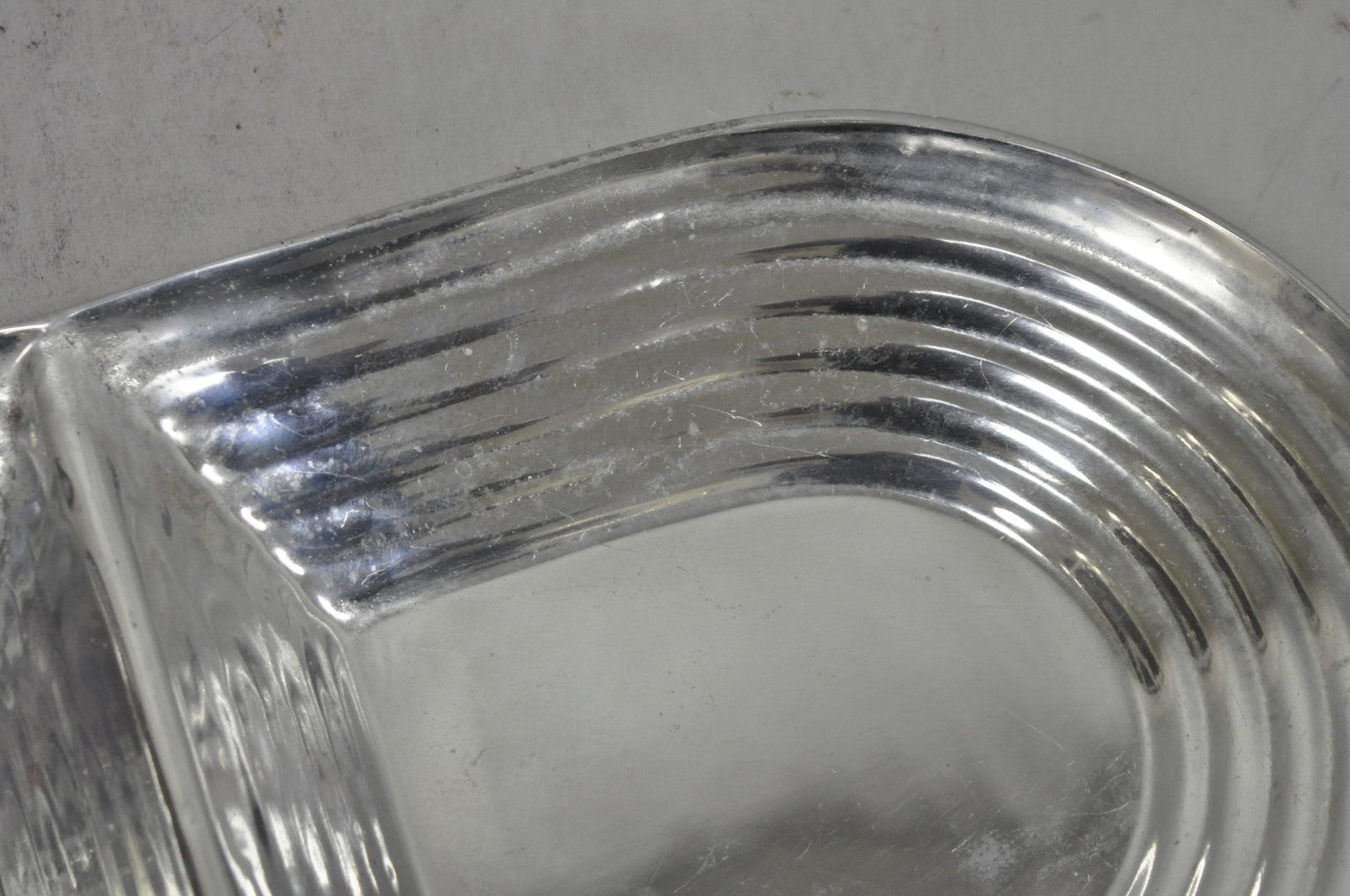 Vintage Mid Century Modern Art Deco Cast Aluminum 2 Section Serving Dish Platter