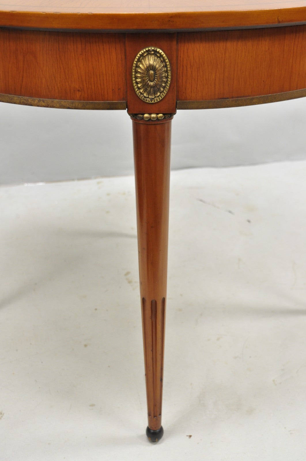 John Scalia French Empire Style Round Cherry Wood Bouillotte Lamp Side Table