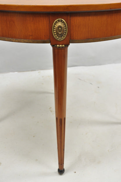 John Scalia French Empire Style Round Cherry Wood Bouillotte Lamp Side Table