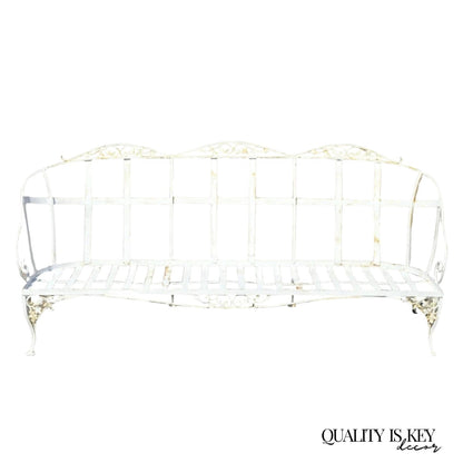 Vintage Woodard Chantilly Rose Wrought Iron 3 Seat Garden Patio Sunroom Sofa