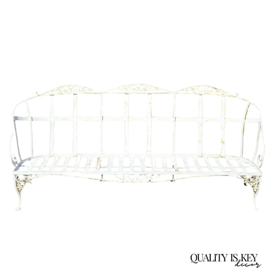 Vintage Woodard Chantilly Rose Wrought Iron 3 Seat Garden Patio Sunroom Sofa