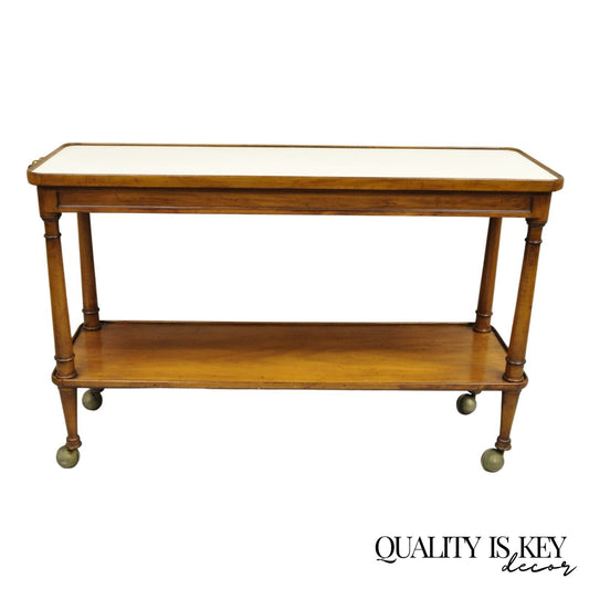 Vintage Regency Style Mahogany 2 Tier Rolling Server Narrow Bar Cart by Hadleigh