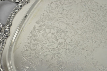 Antique English Victorian Silver Plated Ornate Twin Handle Bar Tray by BSC