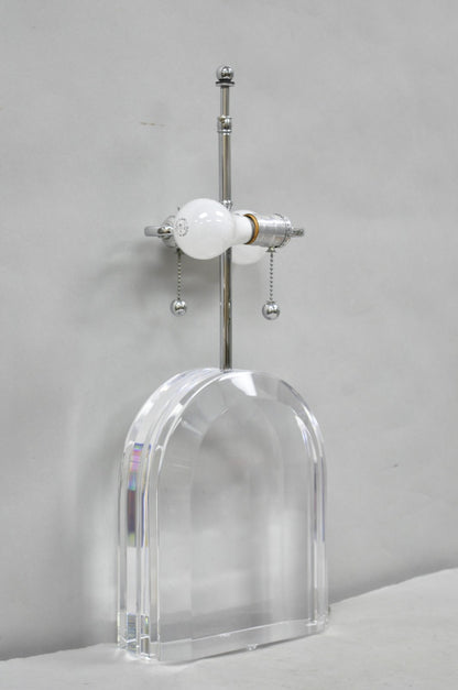 Vintage Les Prismatiques Heavy Lucite Acrylic Waterfall Arch Chrome Table Lamp