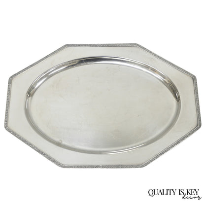 Antique Victorian Andover SP Co Silver Plated Octagonal Serving Platter Tray