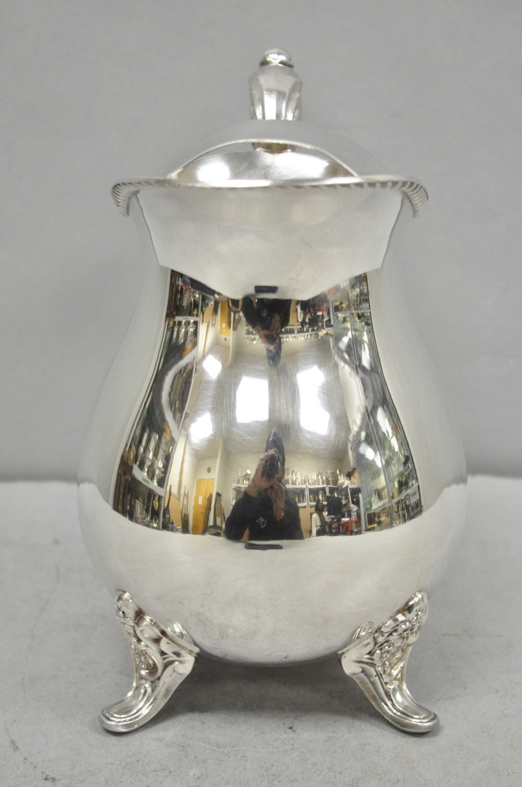 Vintage Bristol by Poole Silver Plated Bulbous Footed Ice Lip Water Pitcher