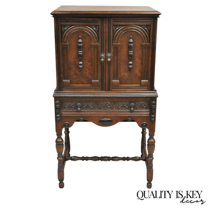 Antique William and Mary Style Walnut Small Radio Cabinet by Radio Art Cabinets