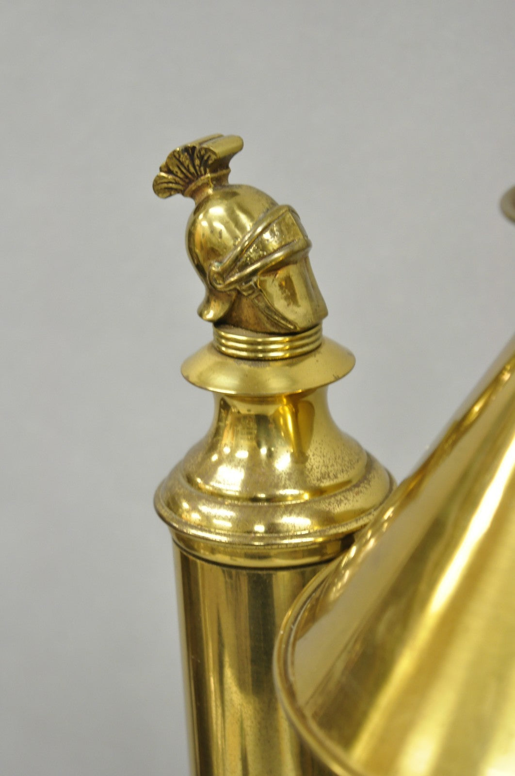 Vintage French Empire Brass Metal Bouillotte Desk Table Lamp w/ Spartan Helmet
