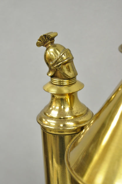 Vintage French Empire Brass Metal Bouillotte Desk Table Lamp w/ Spartan Helmet