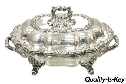 Georgian English Sheffield Ornate Scalloped Lidded Serving Dish Food Warmer
