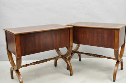 Ethan Allen Townhouse 2 Drawer Night Table Nightstand Curule Regency Style, Pair