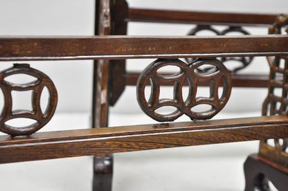 Chinese Carved Dragon Calligraphy Brush Pen Holder Rosewood Stand - a Pair