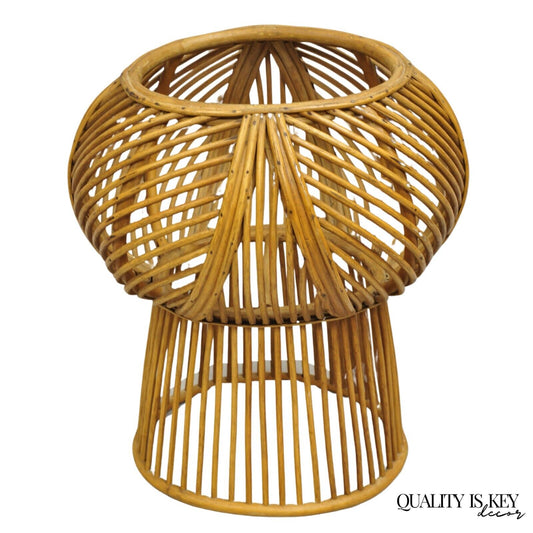 Vintage Mid Century Modern Woven Wicker Franco Albini Style Rattan Plant Stand