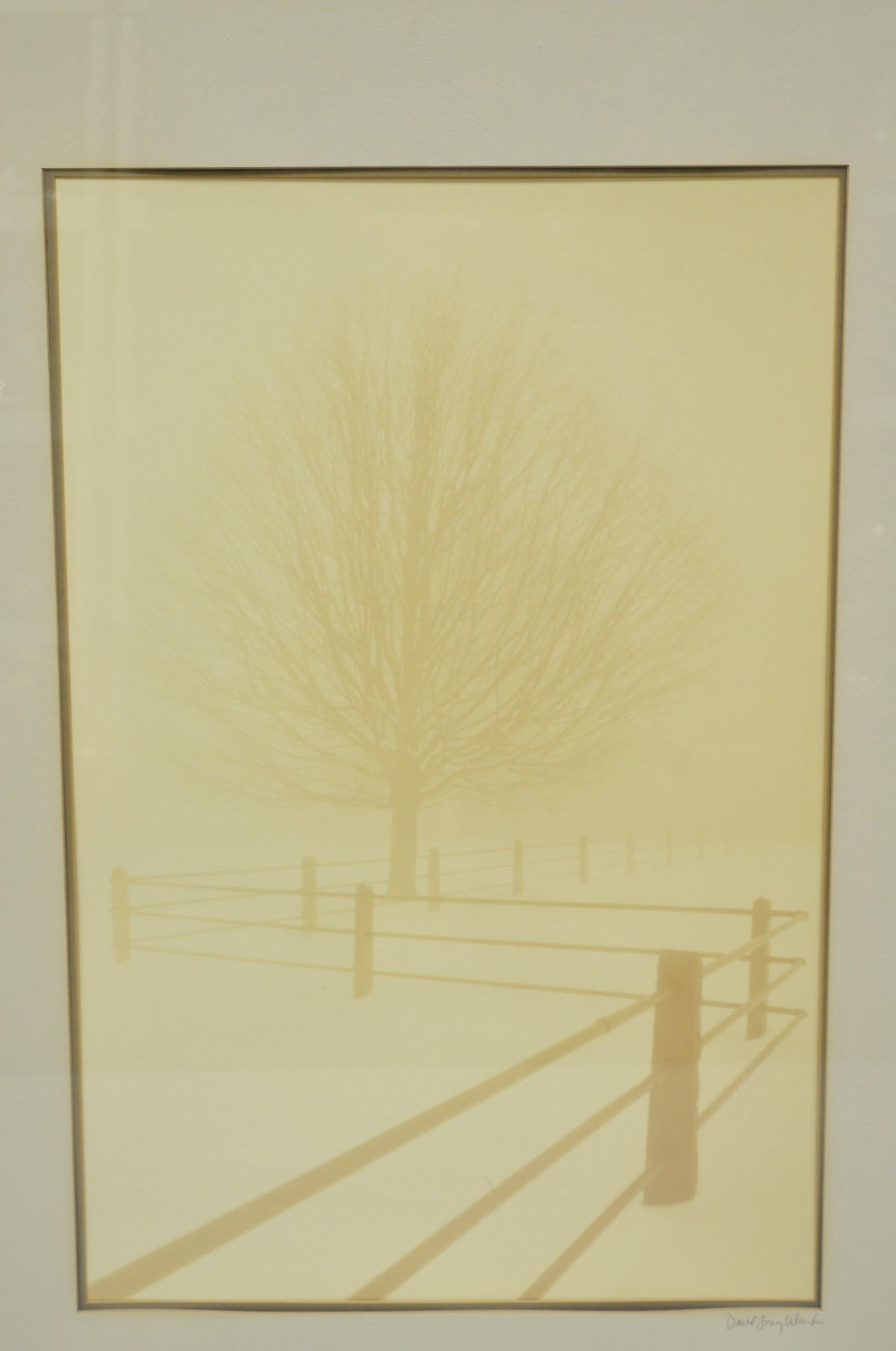 Vintage David Lorenz Winston Solitude Tree Fence Winter Landscape Signed Print