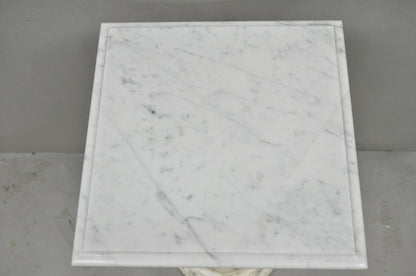 Vintage Italian Classical Carved Marble Column Form Square Top Pedestal Stand