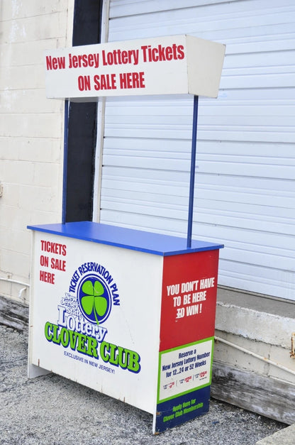 New Jersey Lottery Tickets Lottery Clover Club Advertisement Stand Kiosk Counter