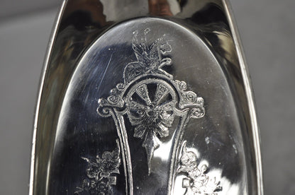Antique French Renaissance Small Silver Plated Figural Twin Handle Trinket Dish