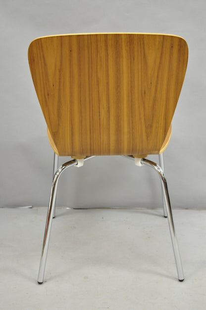 Crate & Barrel Felix Walnut Dining Side Chairs Mid Century Modern Style Set of 6