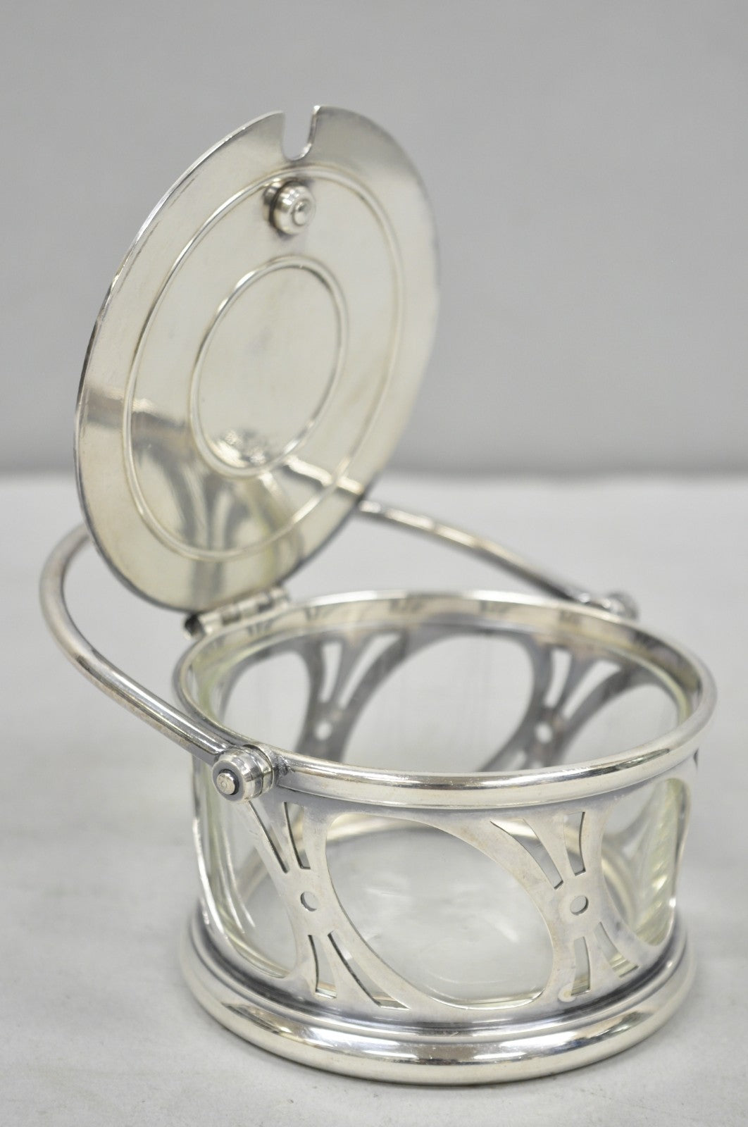 Broggi Classica Collection Silver Plated Hinged Grated Cheese Glass Sugar Bowl