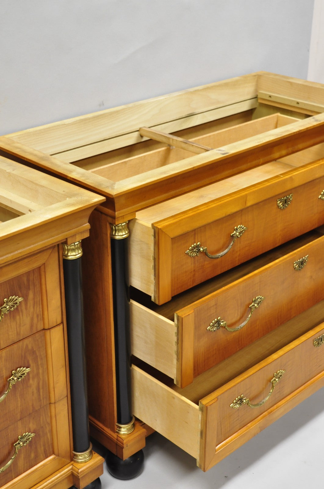Thomasville Grand Classics Empire Biedermeier Maple Bachelor Chest Dresser, Pair