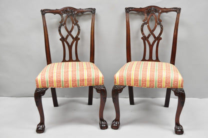 Vintage Chippendale Mahogany Ball and Claw Dining Side Chairs attr. Kindel, Pair
