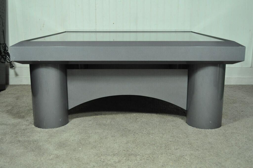 Custom Industrial Modern Large Aluminum Gun Metal 40" Square Coffee Table