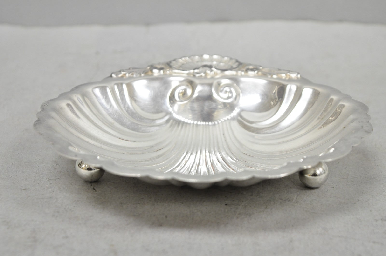 Vintage English Regency Style Silver Plated Small Clam Shell Trinket Dish