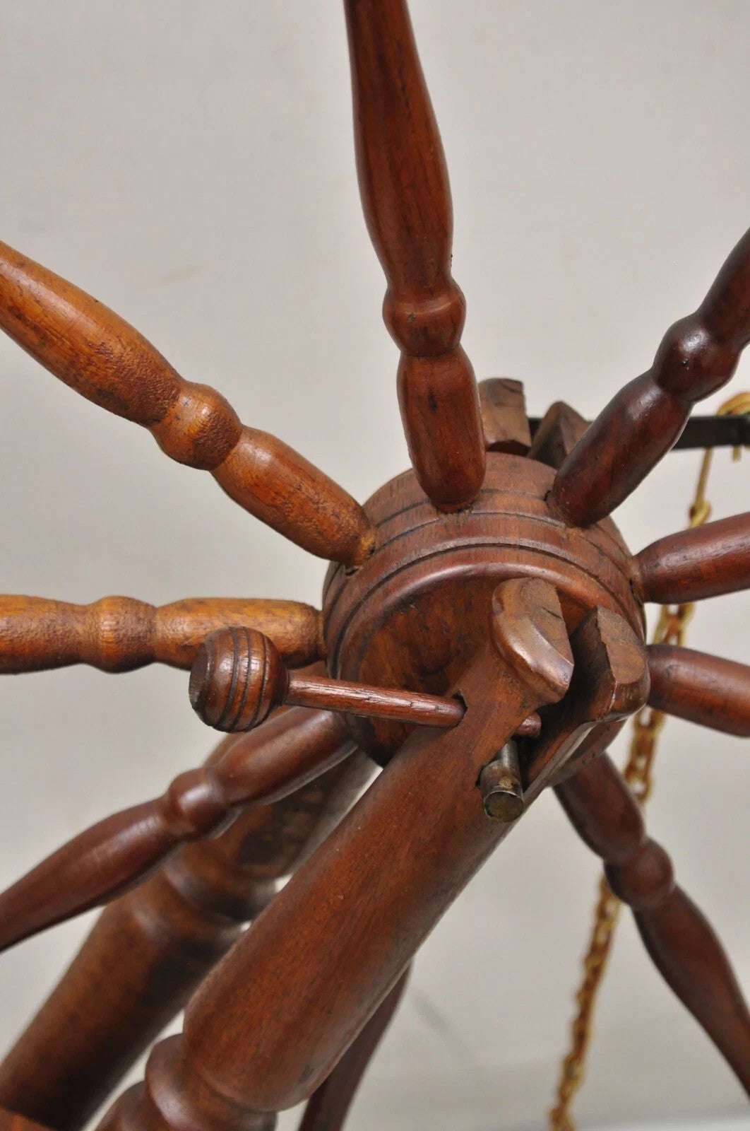 Antique Canadian Country Primitive Pine Wood Colonial Wooden Spinning Wheel