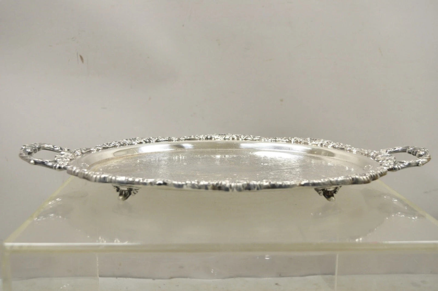 Vintage EPCA Bristol Silver by Poole 73 16 Silver Plated Oval Platter Bar Tray