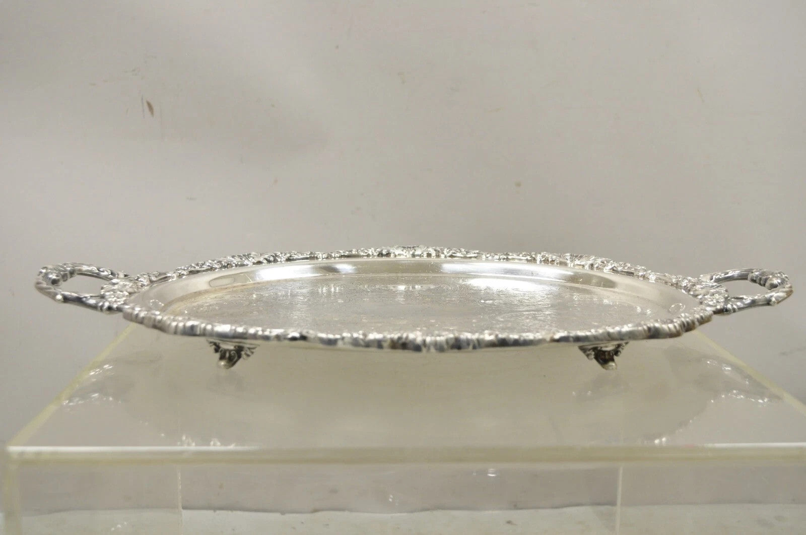 Vintage EPCA Bristol Silver by Poole 73 16 Silver Plated Oval Platter Bar Tray