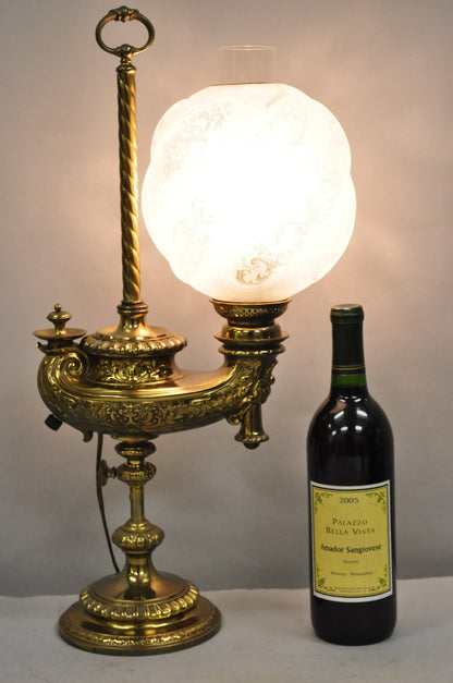 Antique French Renaissance Bronze Gone With The Wind Genie Lantern Student Lamp