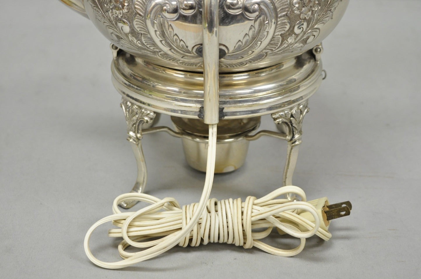 Antique Victorian Cheltenham Converted Silver Plated Tea Kettle Table Lamp