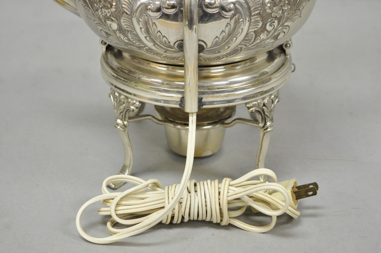 Antique Victorian Cheltenham Converted Silver Plated Tea Kettle Table Lamp