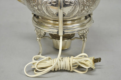 Antique Victorian Cheltenham Converted Silver Plated Tea Kettle Table Lamp