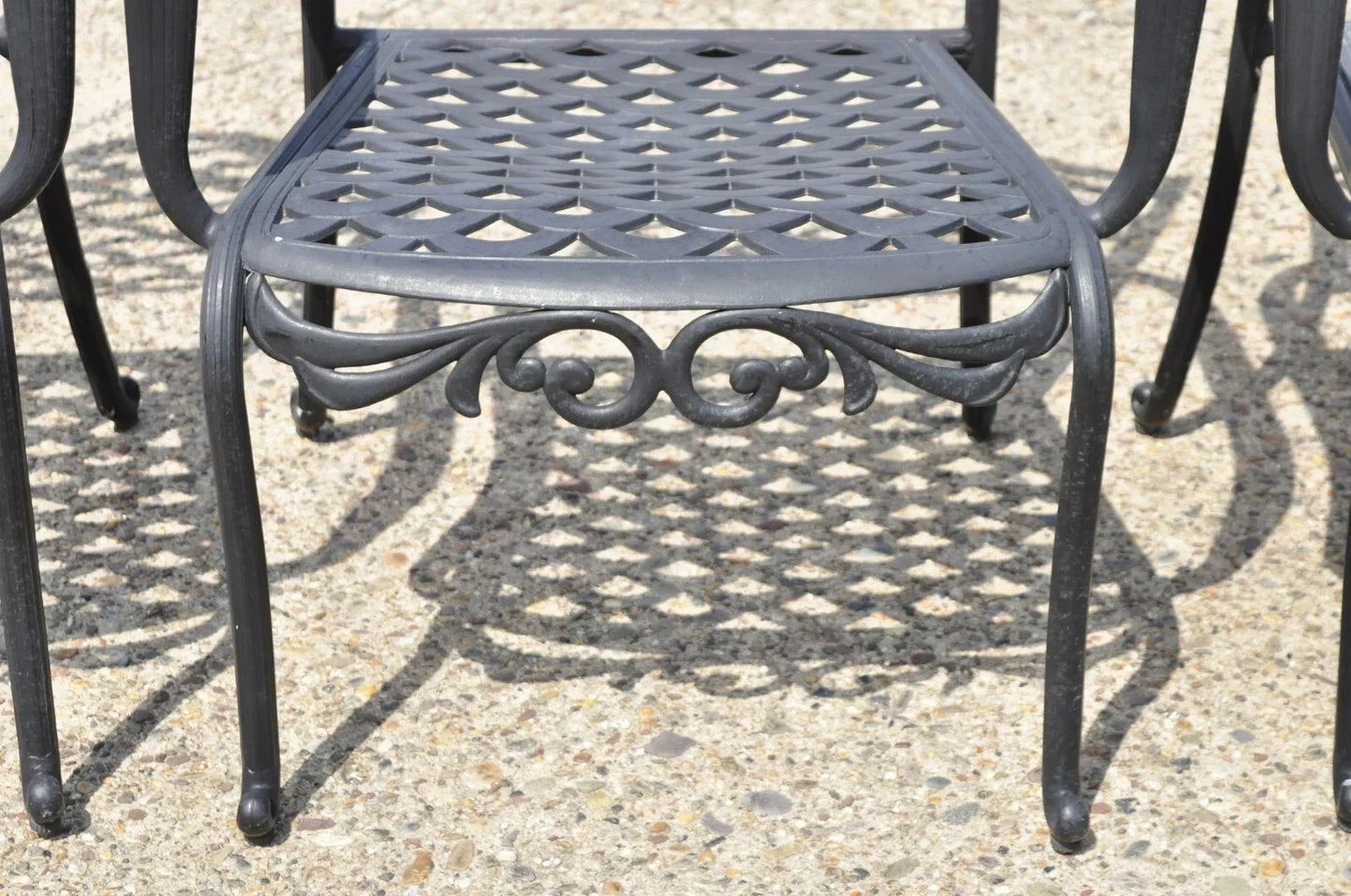 Tuscan Mediterranean Black Aluminum Metal Garden Patio Dining Chair - Set of 4