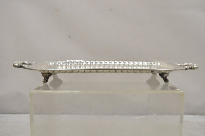 Vintage Leonard Silver Narrow Twin Handle Silver Plated Serving Platter Tray