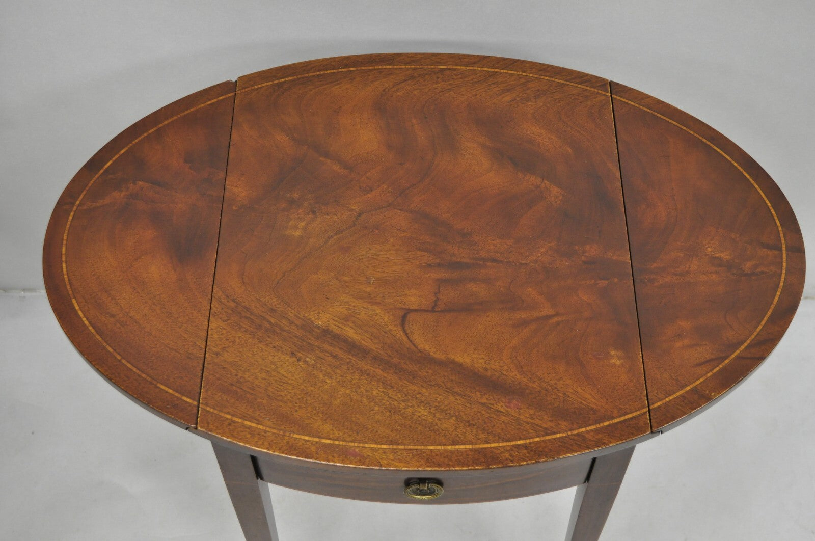 Vintage Beacon Hill Federal Small Mahogany Dropleaf Pembroke End Tables - a Pair