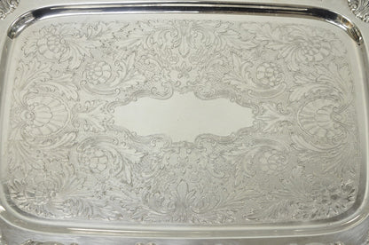 Vintage WM A Rogers Victorian Silver Plated Twin Handle Serving Platter Bar Tray