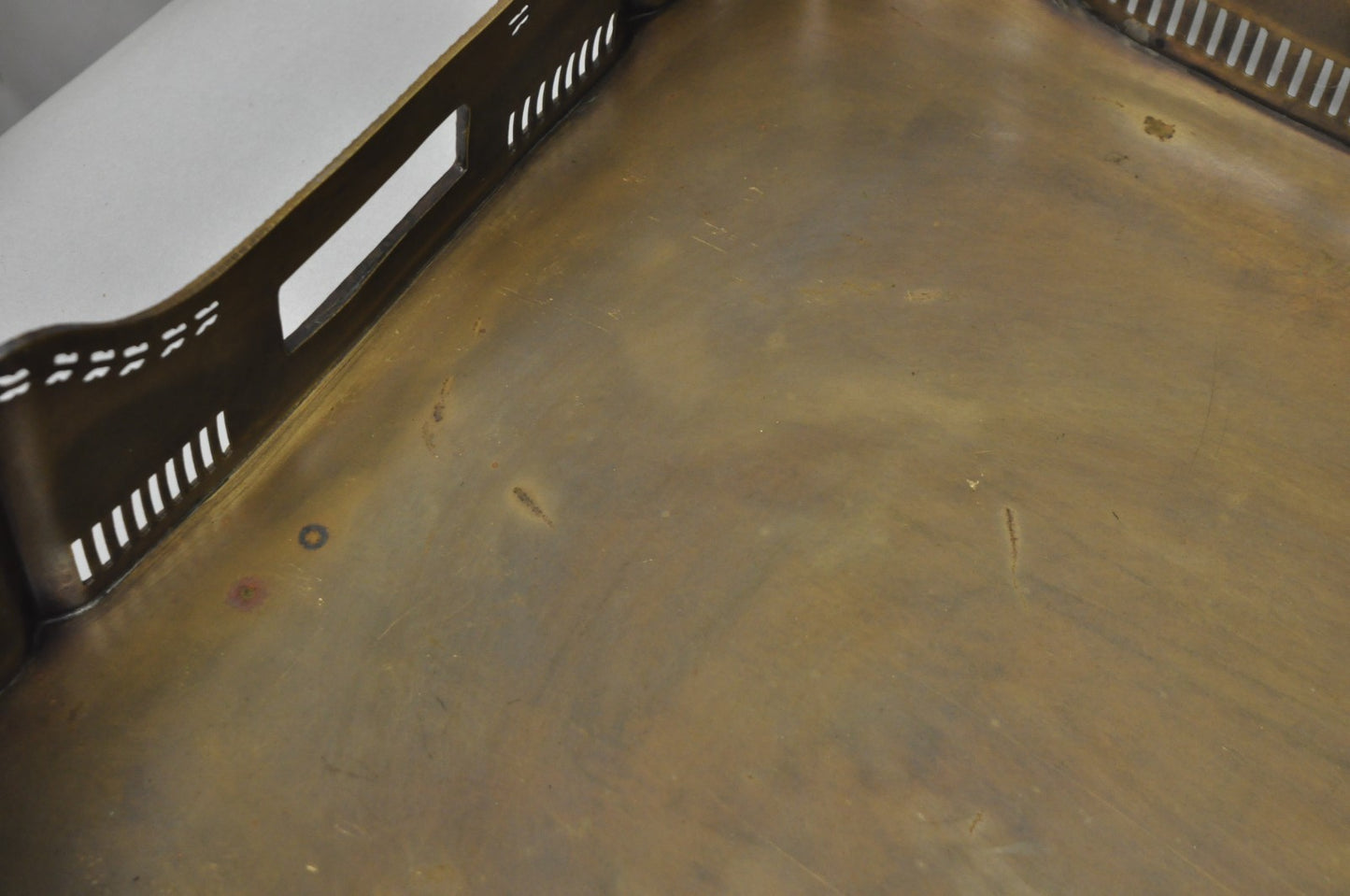 Contemporary Large Burnished Brass Serving Platter Butlers Bar Tray on Feet