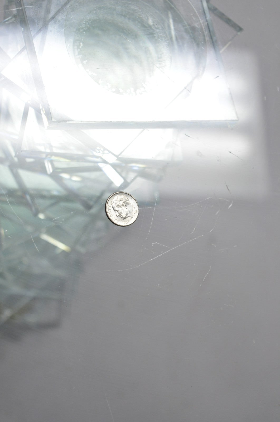Vintage Mid Century Modern Stacked Glass Skyscraper Round Accent Side Table