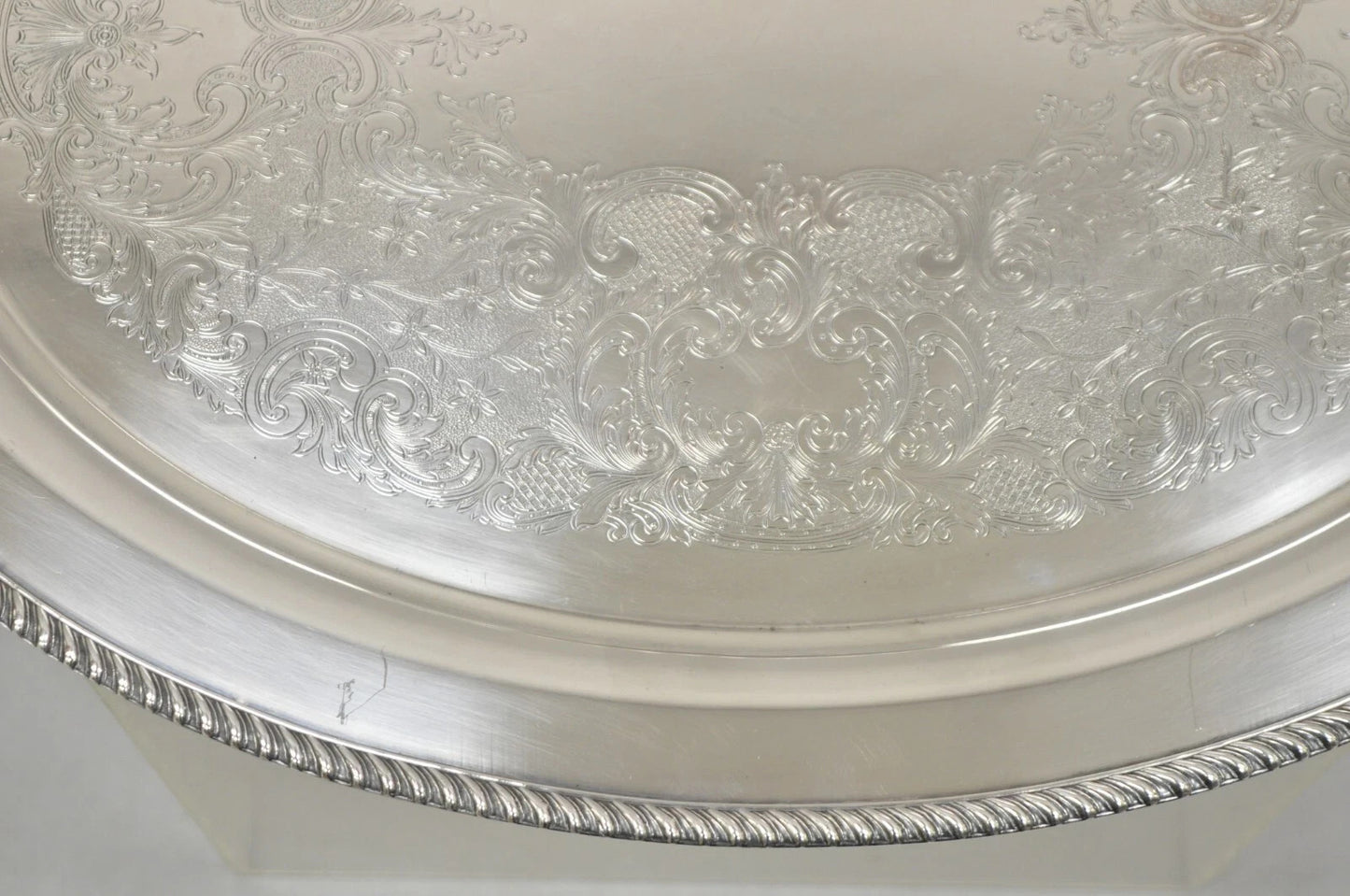 Vintage English Victorian Oval Silver Plated Serving Platter Tray by Victoria