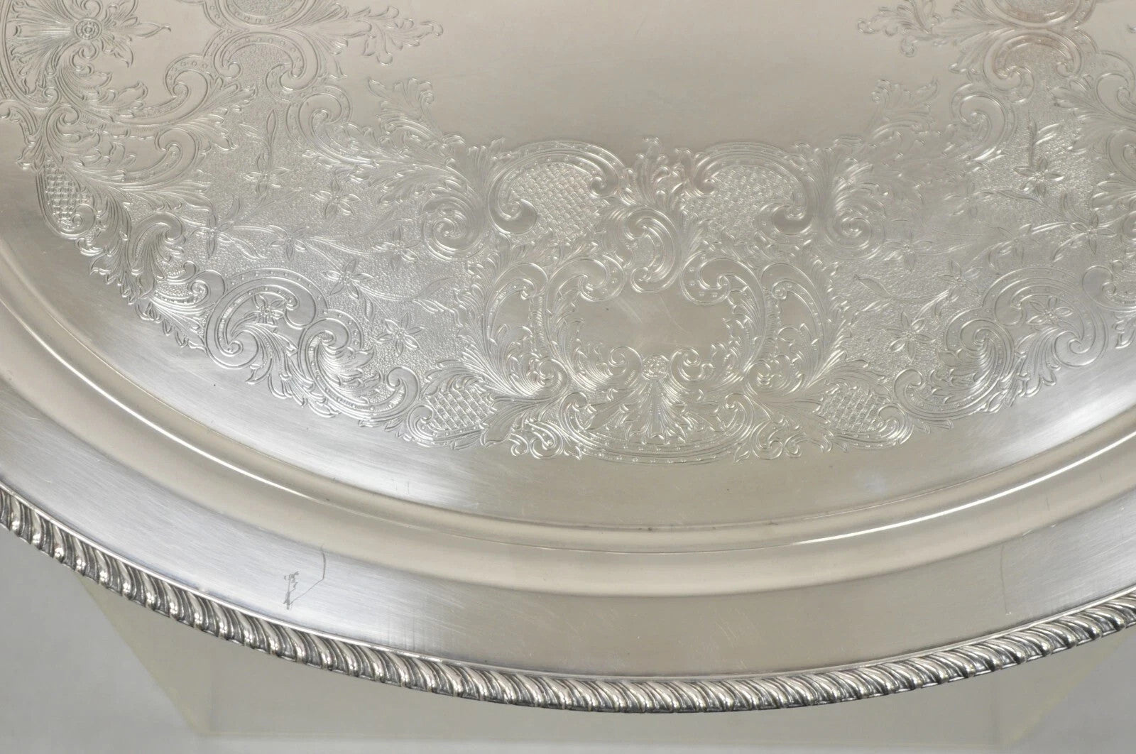 Vintage English Victorian Oval Silver Plated Serving Platter Tray by Victoria