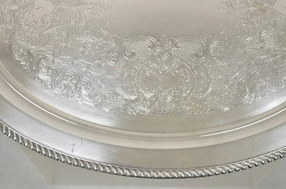 Vintage English Victorian Oval Silver Plated Serving Platter Tray by Victoria