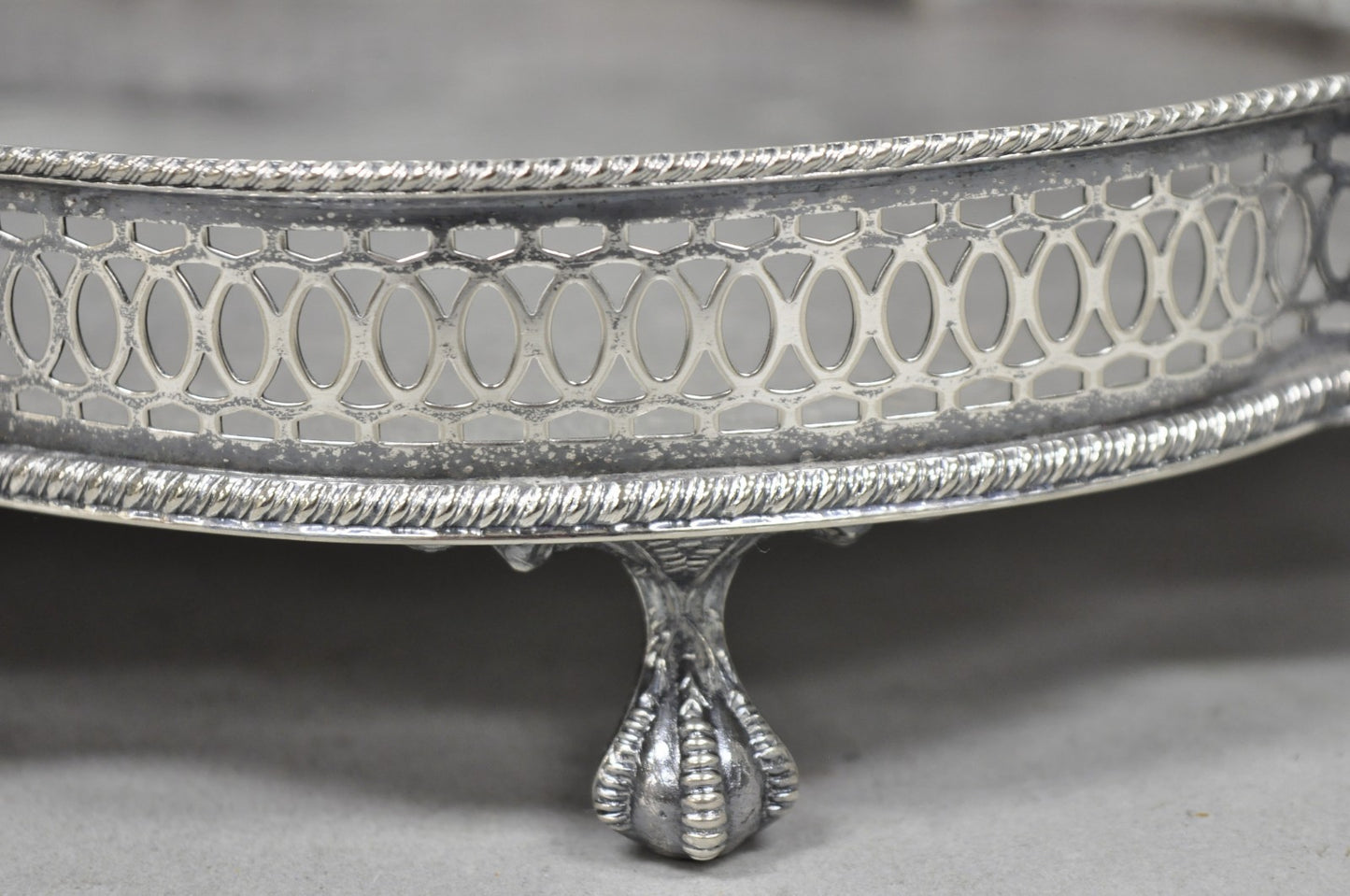 Sheffield England Chippendale Silver Plated Scalloped Serving Platter Bar Tray