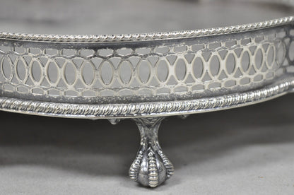 Sheffield England Chippendale Silver Plated Scalloped Serving Platter Bar Tray