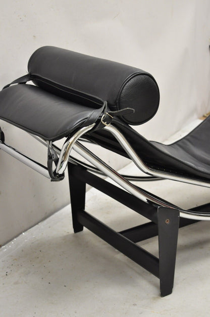 Replica Le Corbusier LC4 Style Chaise Lounge Chair in Black Leather