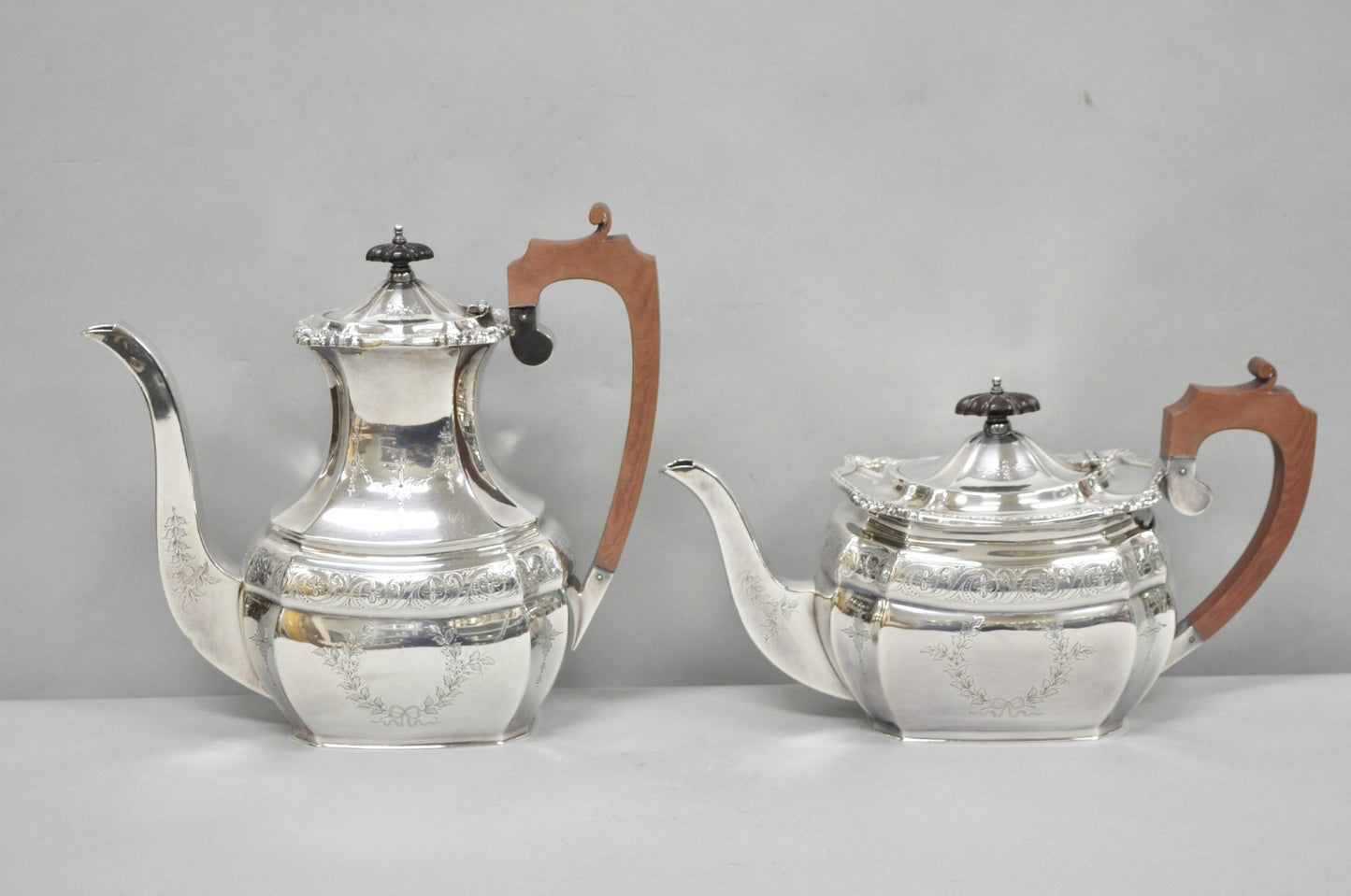Antique Bailey Banks & Biddle English Edwardian Silver Plated Tea Set - 4 Pcs