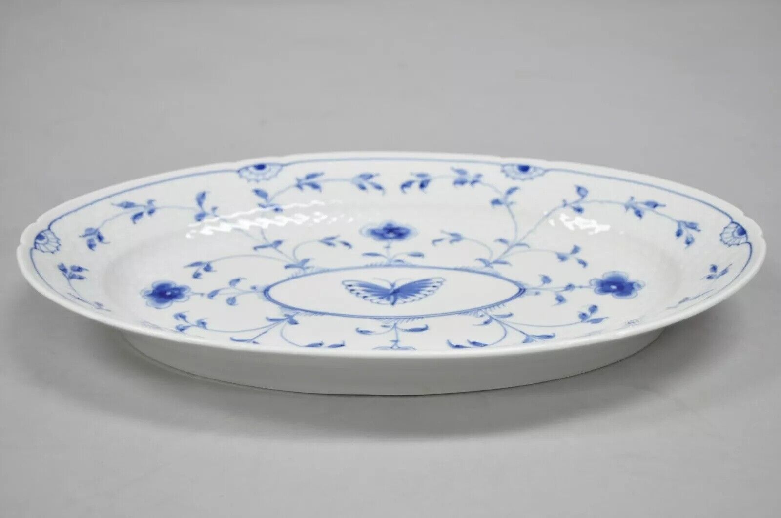 Oval Platter 16 Bing and Grondahl B&G Kjøbenhavn Denmark Butterfly Lace Blue