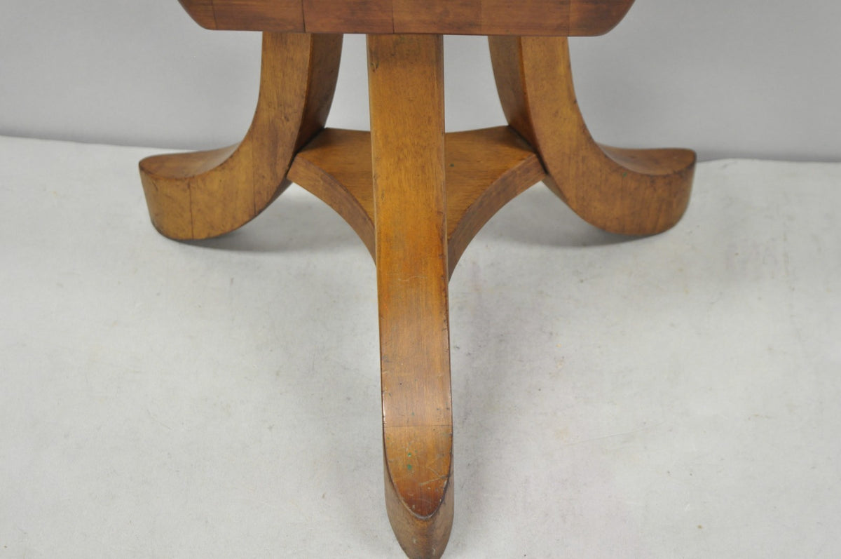 Vintage Mid Century Modern Mahogany Adolf Loos Theban Style Tripod Saddle Stool