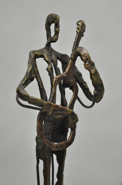 Contemporary Brutalist Style Bronze & Marble Jazz Musician Band Figures 6 Pc Set